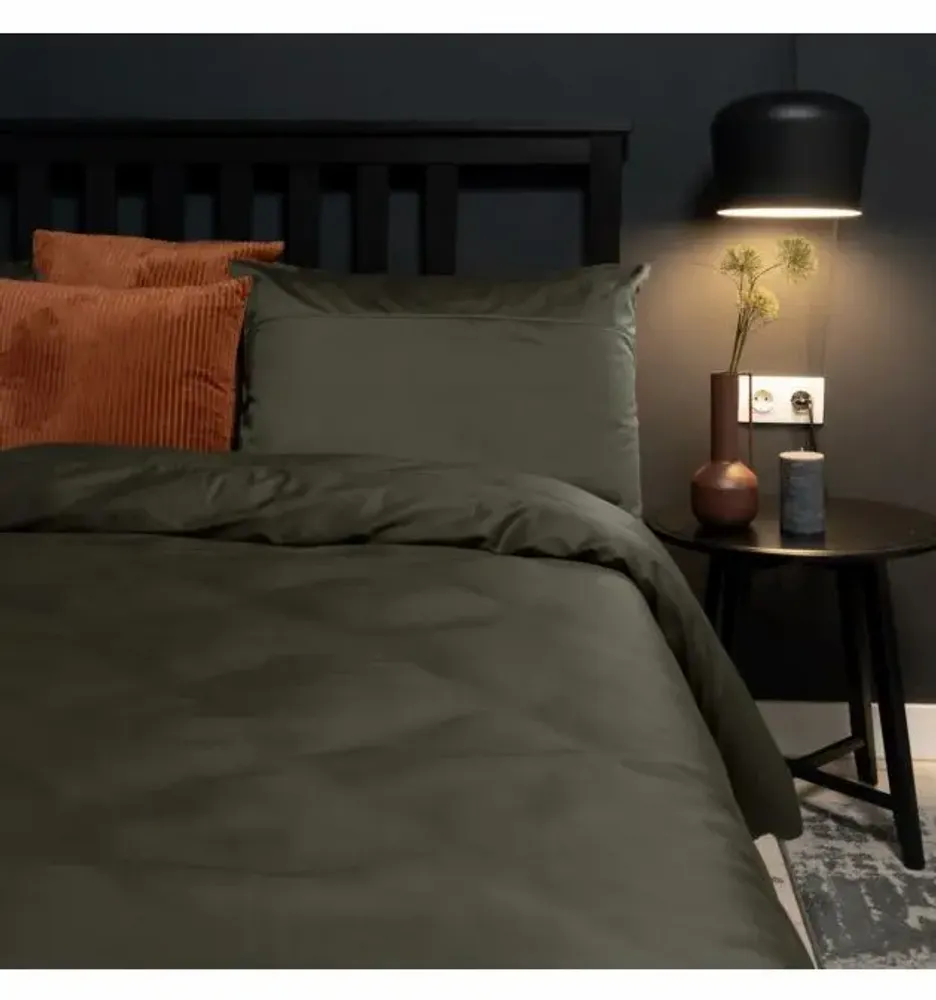 Linge de lit - Parure de lit simple, 100 % satin de coton, Hunter - DILIOS