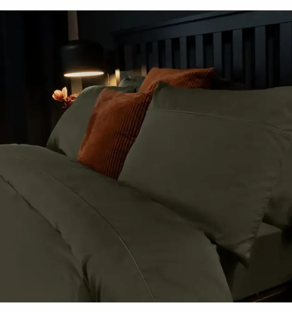 Linge de lit - Parure de lit simple, 100 % satin de coton, Hunter - DILIOS