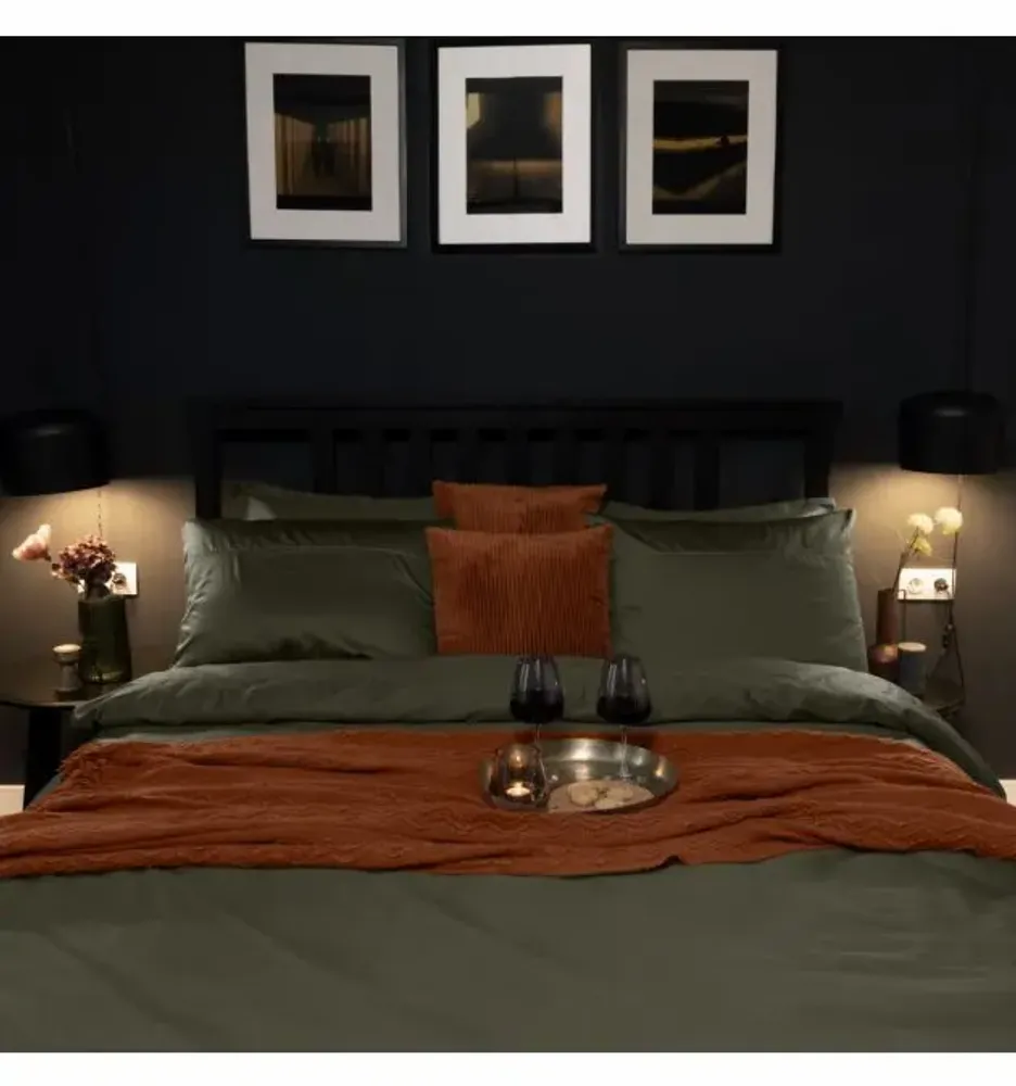 Bed linens - Double bed linen set, 100% Cotton Sateen, Hunter - DILIOS