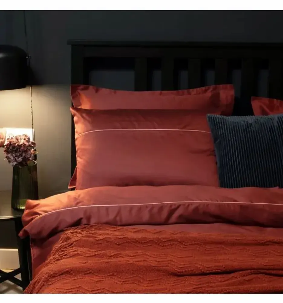 Linge de lit - Parure de lit double, 100 % satin de coton, gingembre - DILIOS