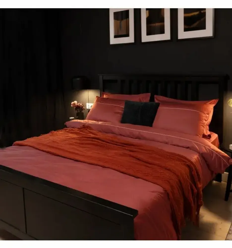 Linge de lit - Parure de lit double, 100 % satin de coton, gingembre - DILIOS