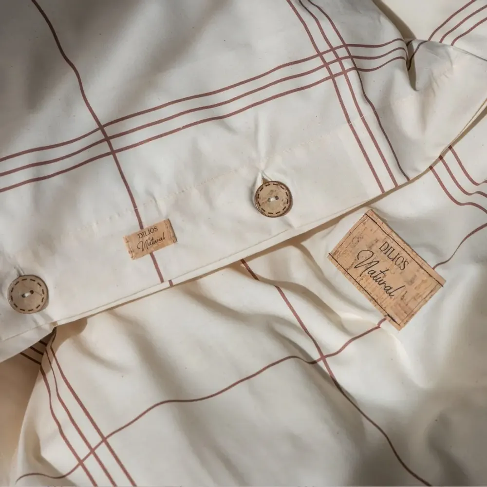 Linge de lit - Parure de lit simple, carrés naturels, 100 % coton brut - DILIOS