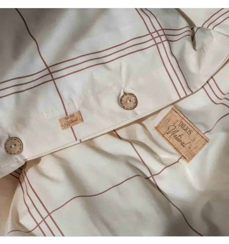 Linge de lit - Parure de lit simple, carrés naturels, 100 % coton brut - DILIOS