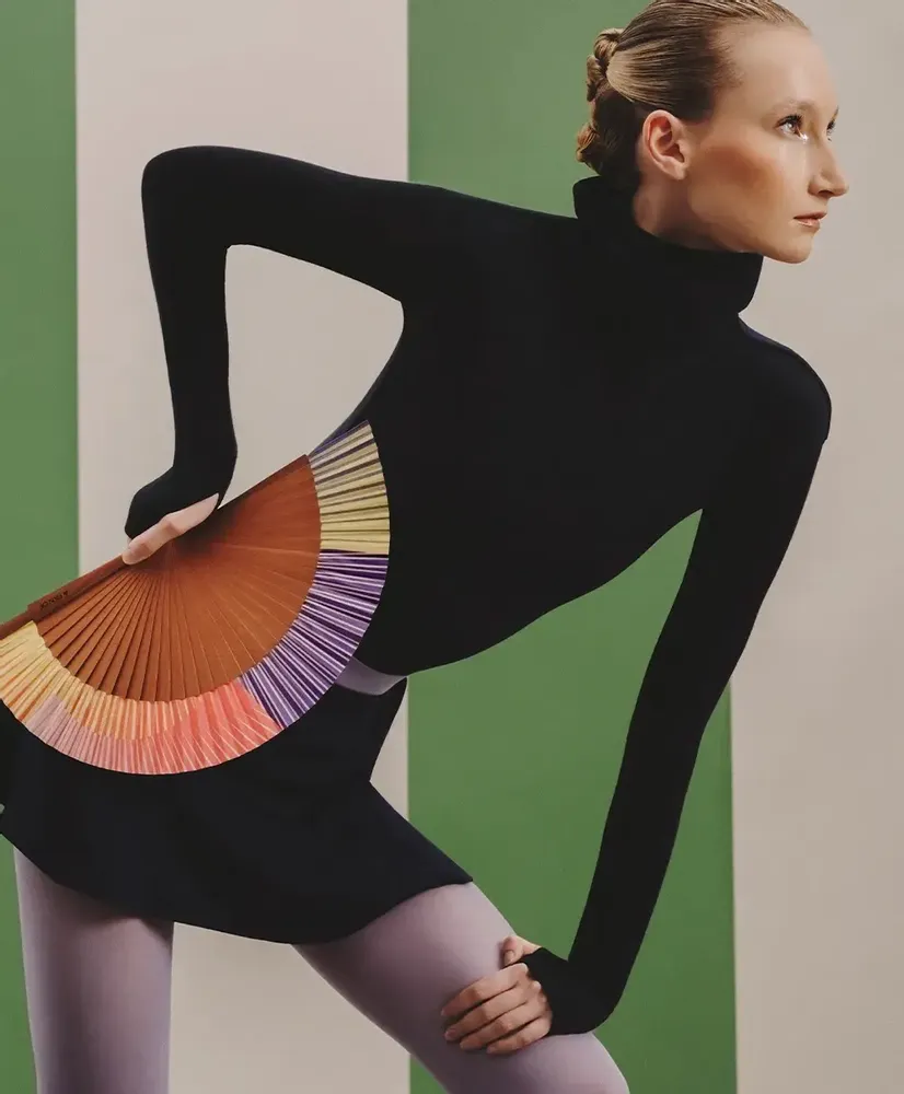 Gifts - Hand Fan SUNGLOW - 23 cm - purple, yellow and coral - A FAN OF