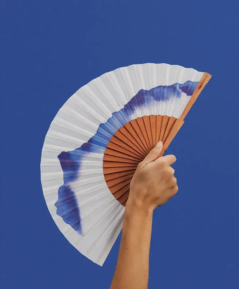Apparel - Hand Fan COLD CREST - 23cm - Blue and White - A FAN OF