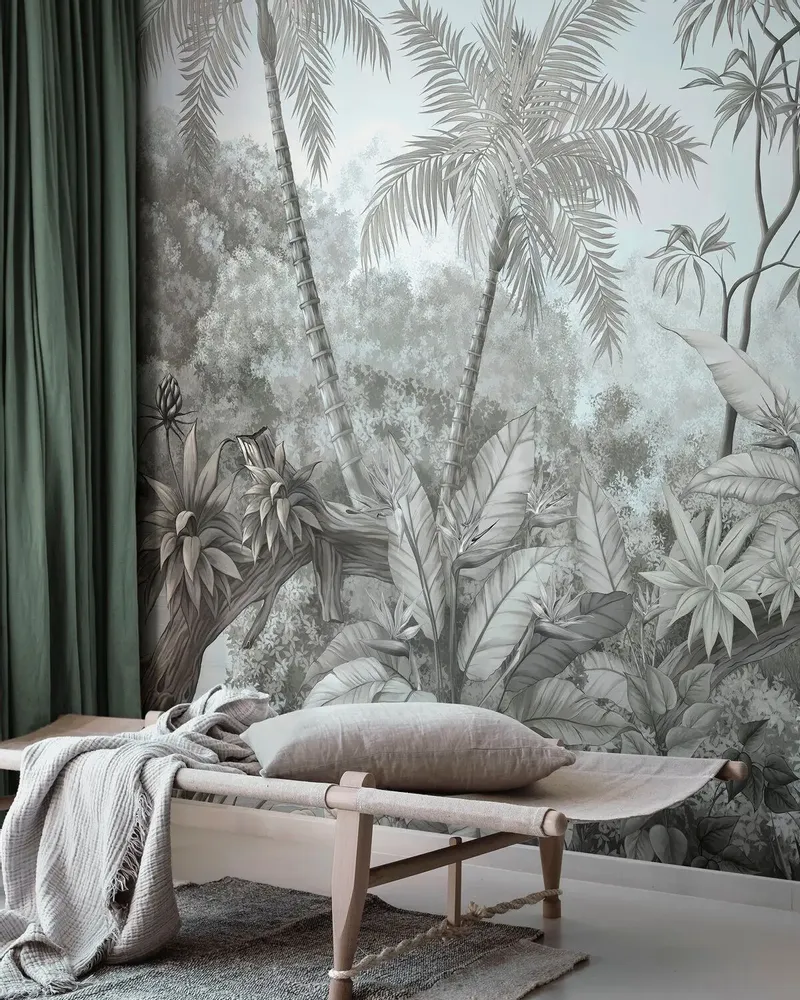 Aménagements pour bureau - Tangled Jungle - Blue Monochrome - PHOTOWALL