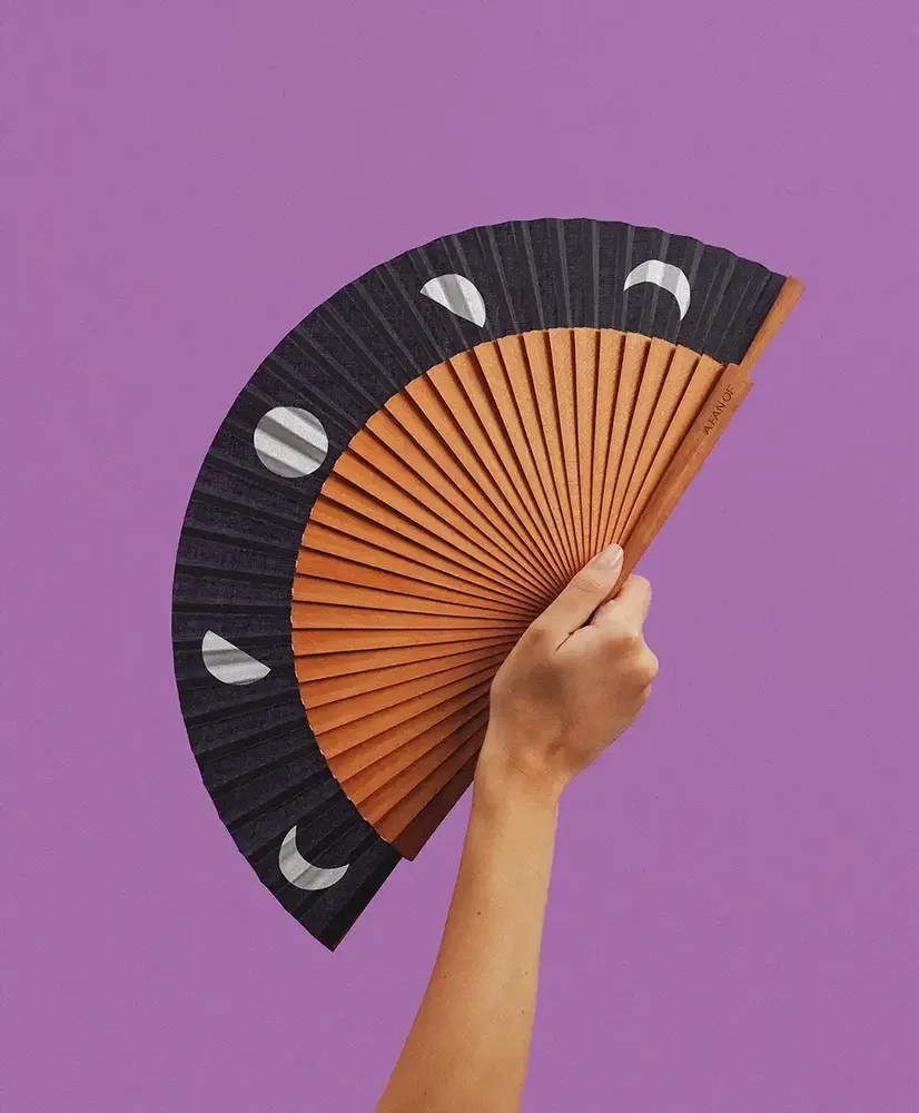 Prêt-à-porter - Éventail LUNAR BALLET - 23 cm - Argenté et noir - A FAN OF