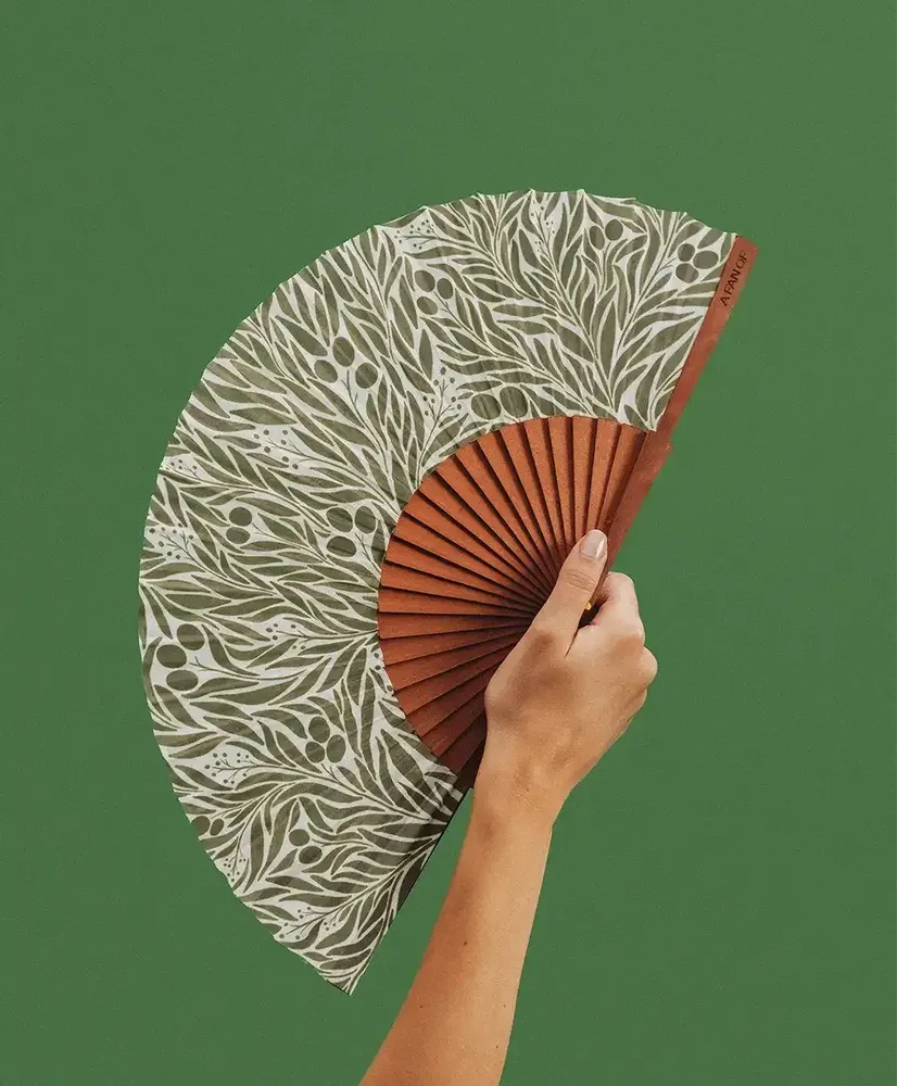 Apparel - Hand Fan MEDITERRANEAN - 23cm - Green and White - A FAN OF