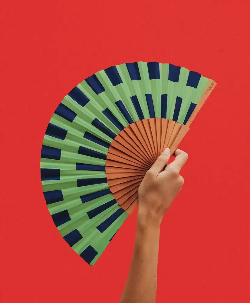 Apparel - Hand Fan NORIA - 23cm - Green and Blue - A FAN OF