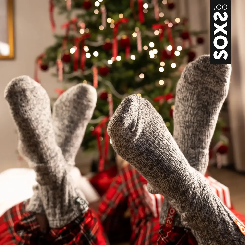 Chaussettes - Chaussettes - Originals, moyennes, laine grise, bubble gum, 37-41 - SOXS.CO