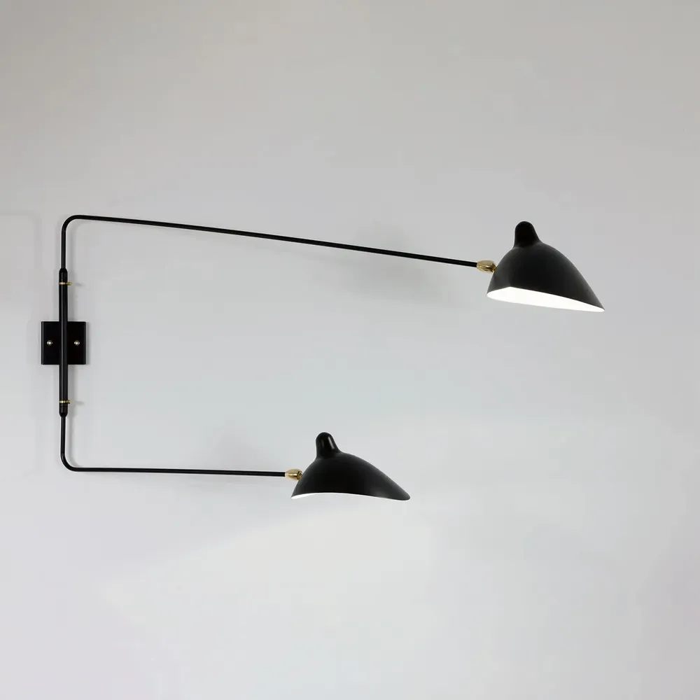 Appliques - APPLIQUE 2 BRAS DROITS PIVOTANTS - EDITIONS SERGE MOUILLE