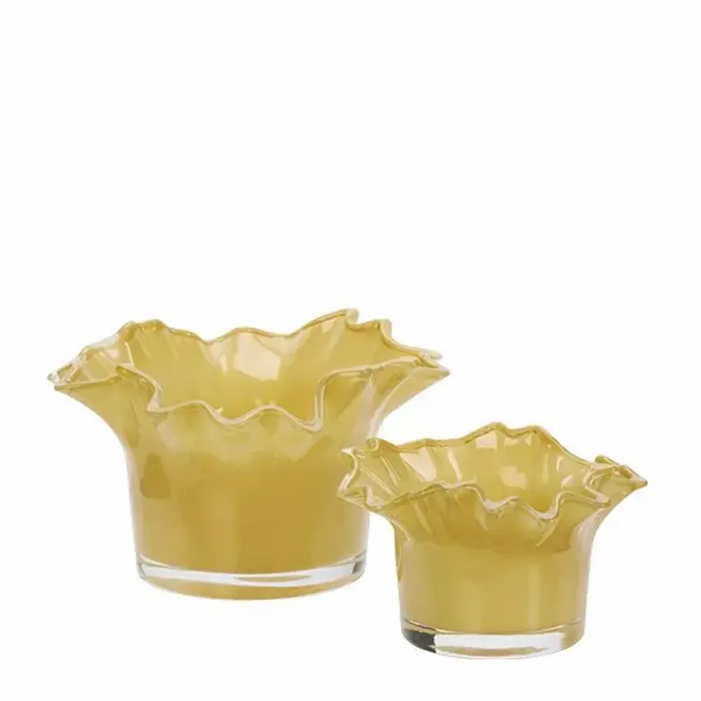 Candlesticks and candle holders - Glass Votive, Dusty Yellow - MADAM STOLTZ