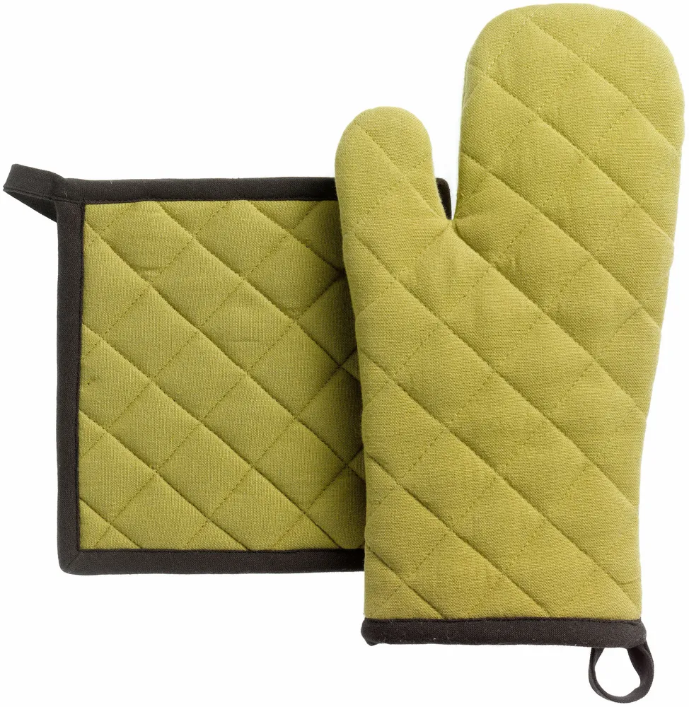 Maniques - Lot gant de cuisine/manique recyclé Grace Kaki 15 x 32 - MAISON VIVARAISE - SDE VIVARAISE WINKLER