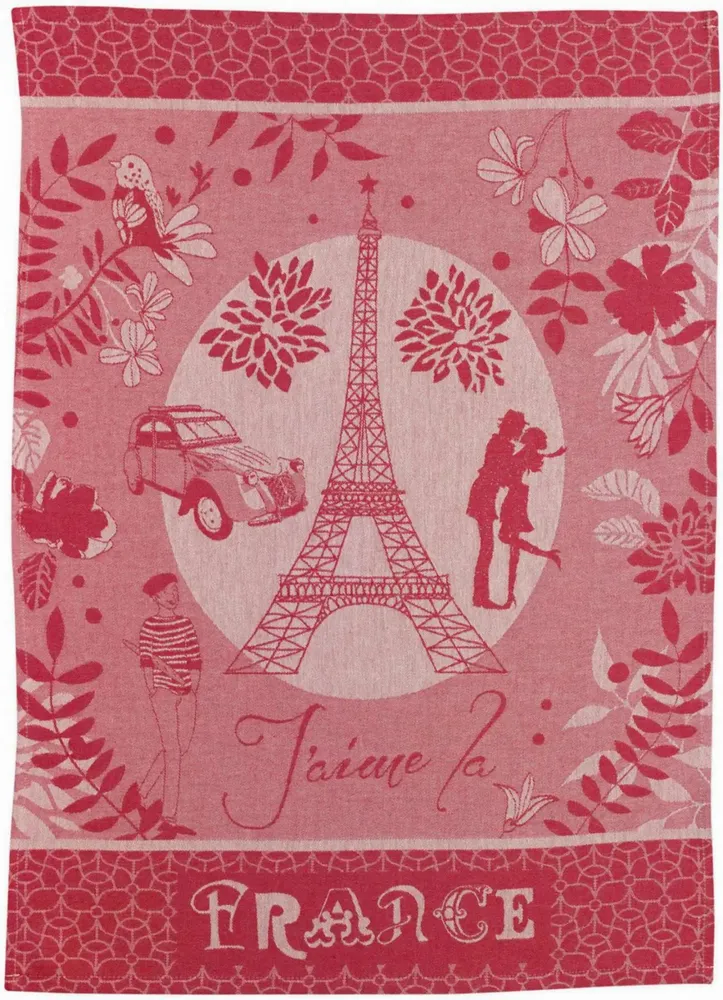 Torchons - Torchon jacquard Tour Eiffel Rouge 50 x 70 - MAISON VIVARAISE - SDE VIVARAISE WINKLER