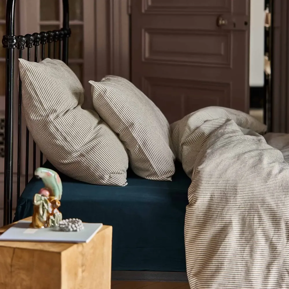 Linge de lit - Housse de couette Léonie Caviar 200 x 140 - LA CERISE SUR LE GATEAU