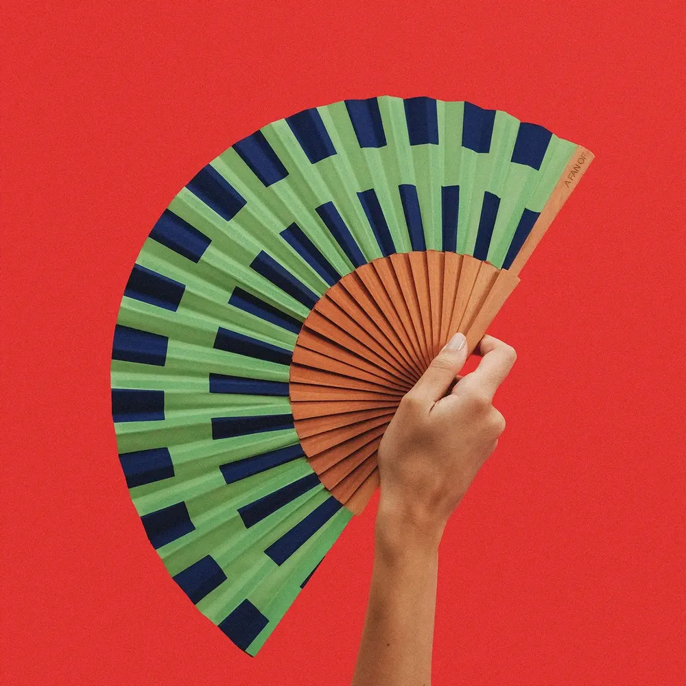 Apparel - Hand Fan NORIA - 23cm - Green and Blue - A FAN OF