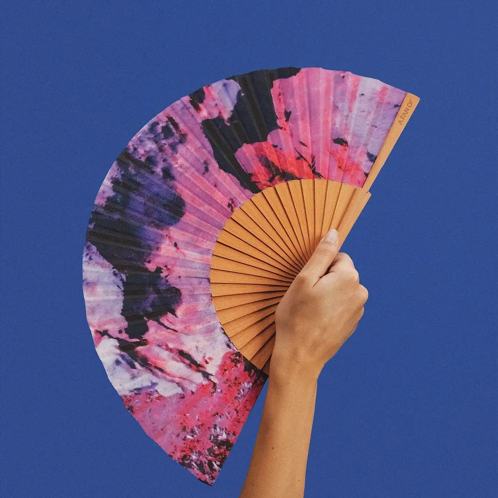 Prêt-à-porter - Éventail à main TERRA, 23 cm, noir et rose - A FAN OF