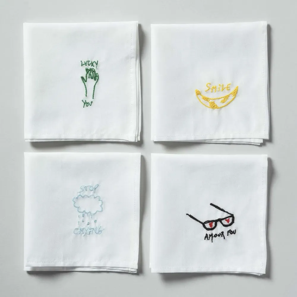 Pochettes - Mouchoir Hankie Amour Blanc 25 x 25 - LA CERISE SUR LE GATEAU