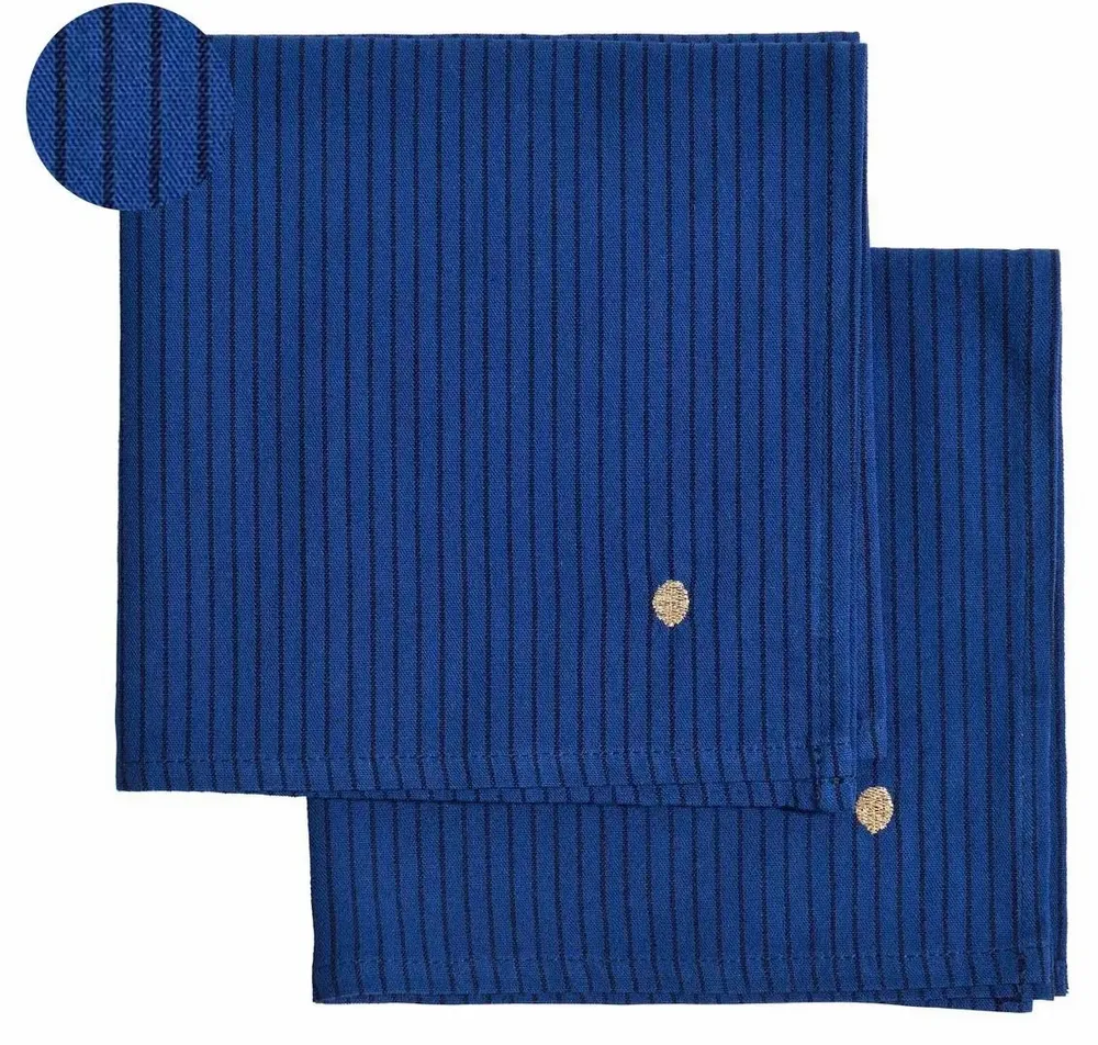 Serviettes - Lot de 2 serviettes de table Léonie Indigo 40 x 40 - LA CERISE SUR LE GATEAU