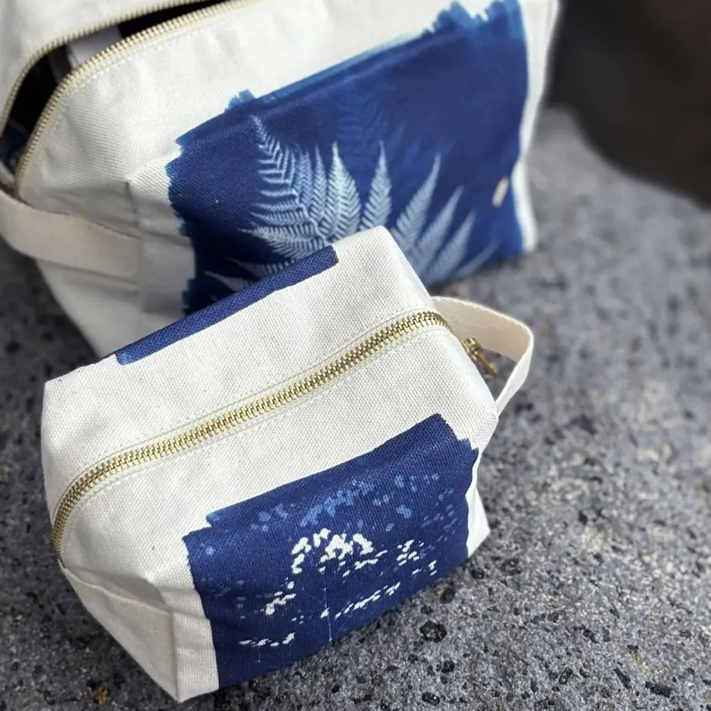 Pochettes - Trousse cube Fougère Bleu L 22 x 14 x 10,5 - LA CERISE SUR LE GATEAU