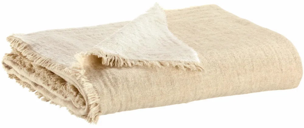 Throw blankets - Bruna Recycled Throw Blanket Ivoire 130 X 180 - MAISON VIVARAISE - SDE VIVARAISE WINKLER