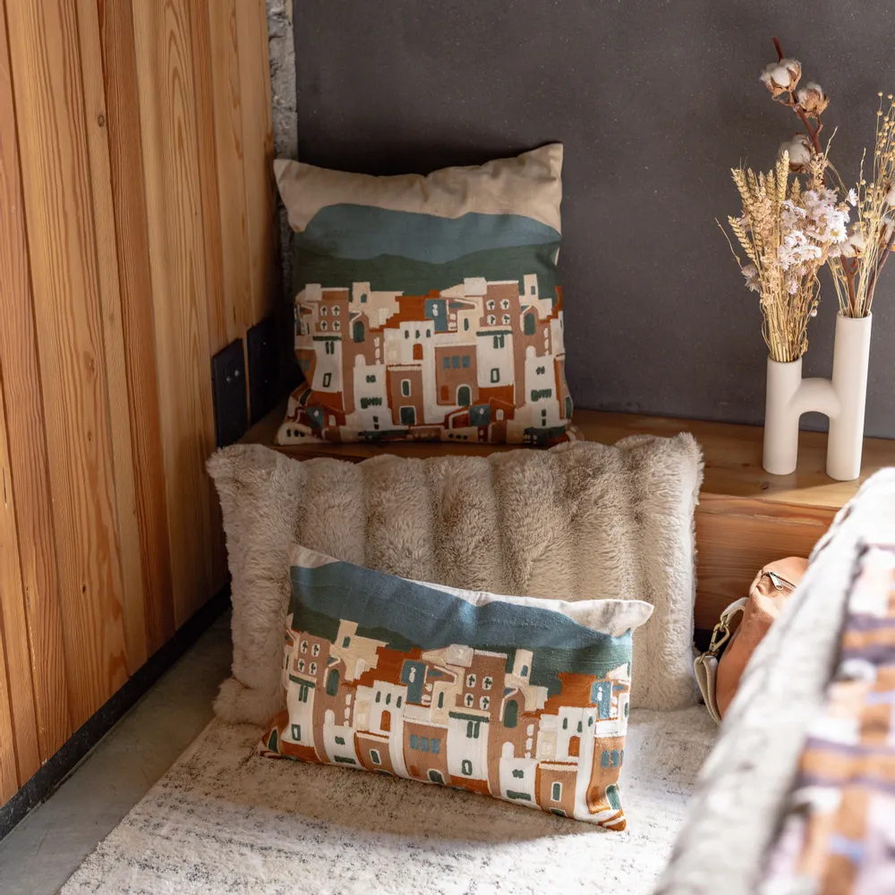 Cushions - Embroidered Cushion Elie Multico 30 X 50 - MAISON VIVARAISE - SDE VIVARAISE WINKLER