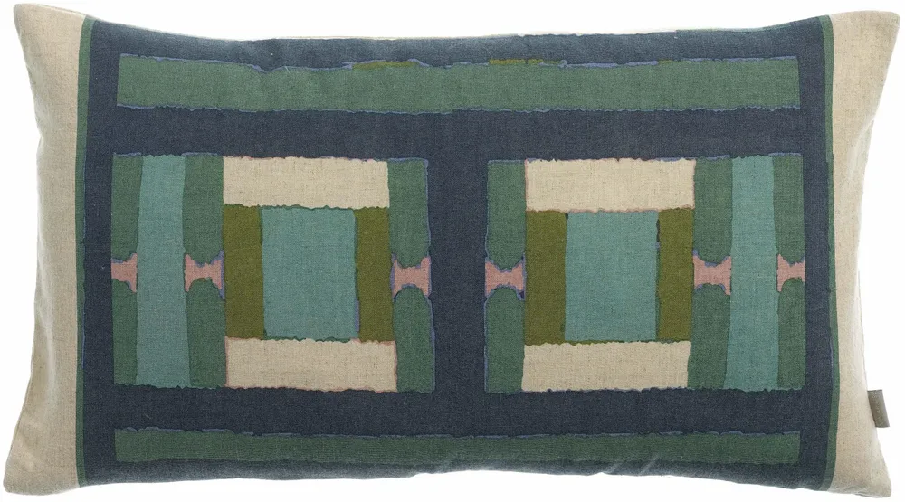 Cushions - Taho Printed Cushion Vert de gris 30 X 50 - MAISON VIVARAISE - SDE VIVARAISE WINKLER