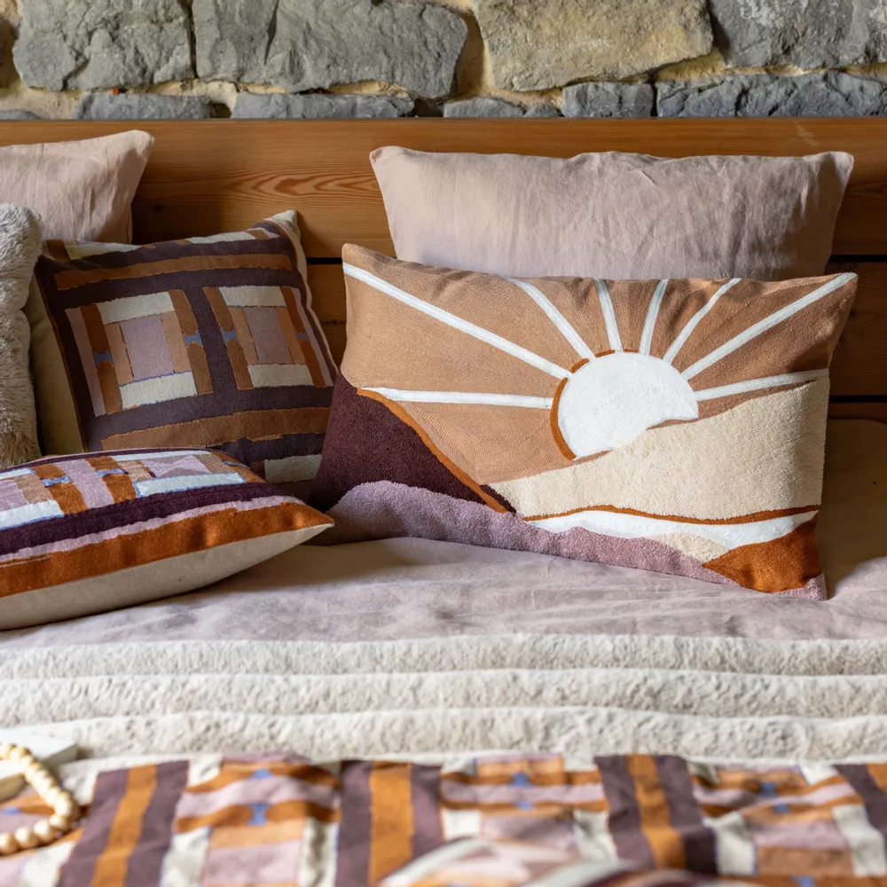 Coussins - Coussin imprimé Taho Cuivre 45 x 45 - MAISON VIVARAISE - SDE VIVARAISE WINKLER