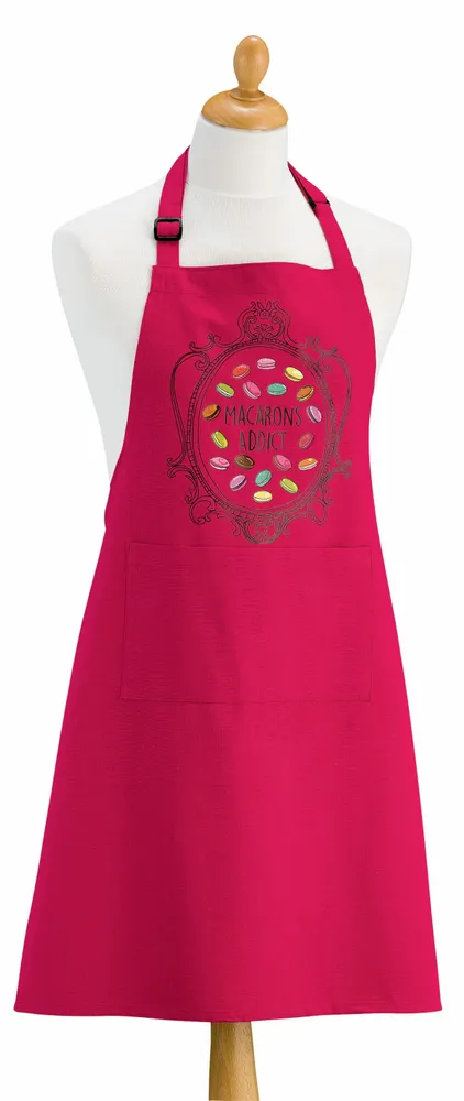 Aprons - Recycled kitchen apron Macarons Addict Rose 72 X 90 - MAISON VIVARAISE - SDE VIVARAISE WINKLER