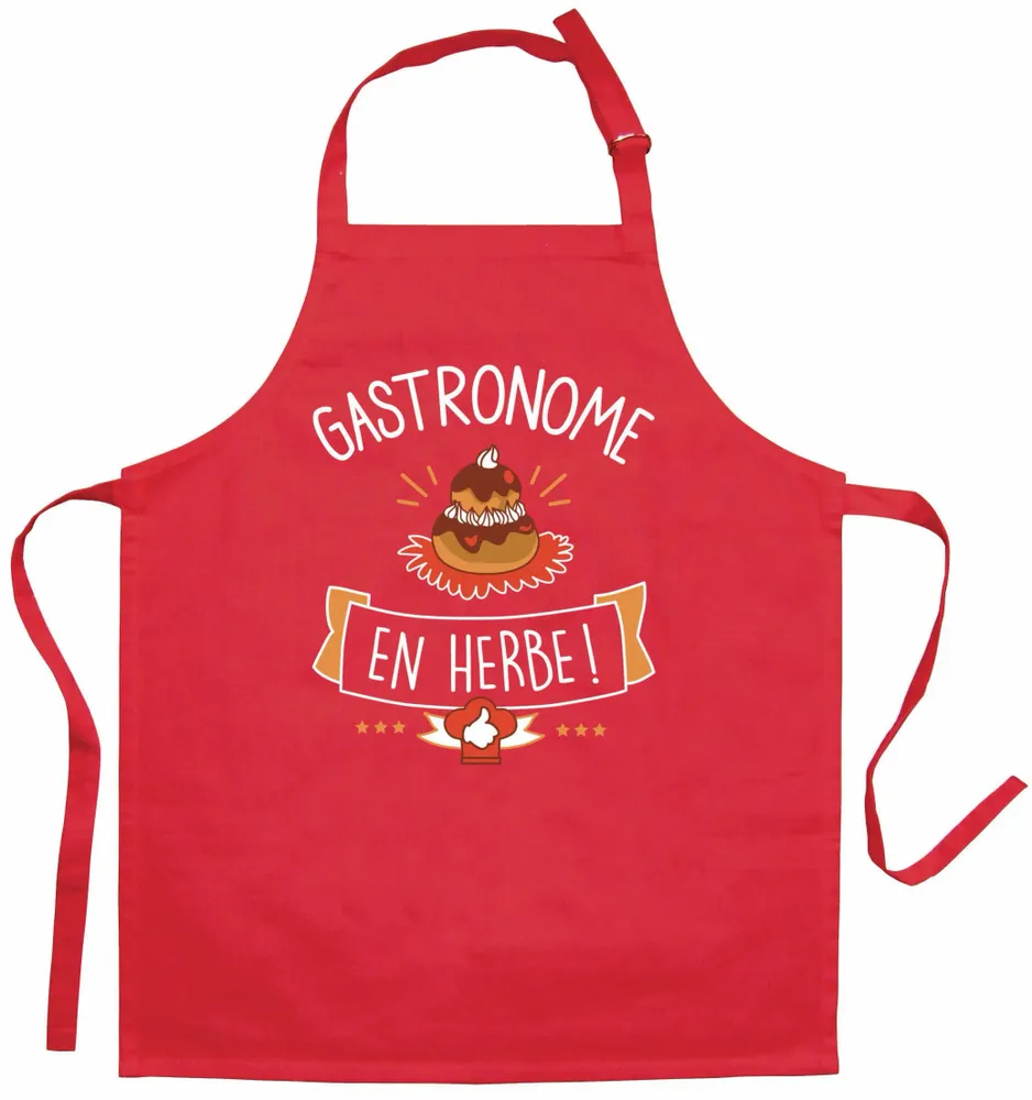 Aprons - Recycled children's kitchen apron Gastronome Rouge 52 X 63 - MAISON VIVARAISE - SDE VIVARAISE WINKLER