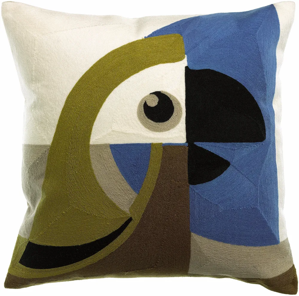 Cushions - Embroidered cushion Loro Ciel 45 X 45 - MAISON VIVARAISE - SDE VIVARAISE WINKLER