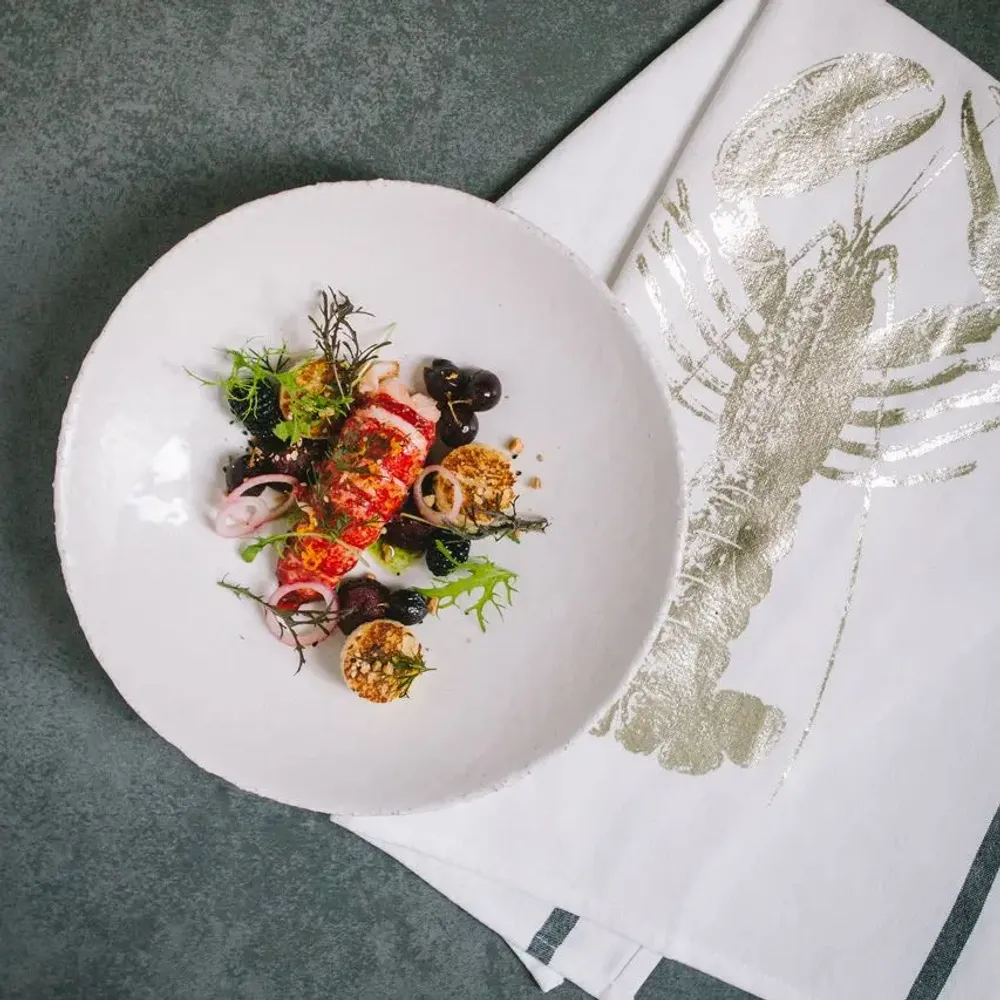 Dish towels - Tea towel Homard Blanc/Or 50 X 70 - LA CERISE SUR LE GATEAU