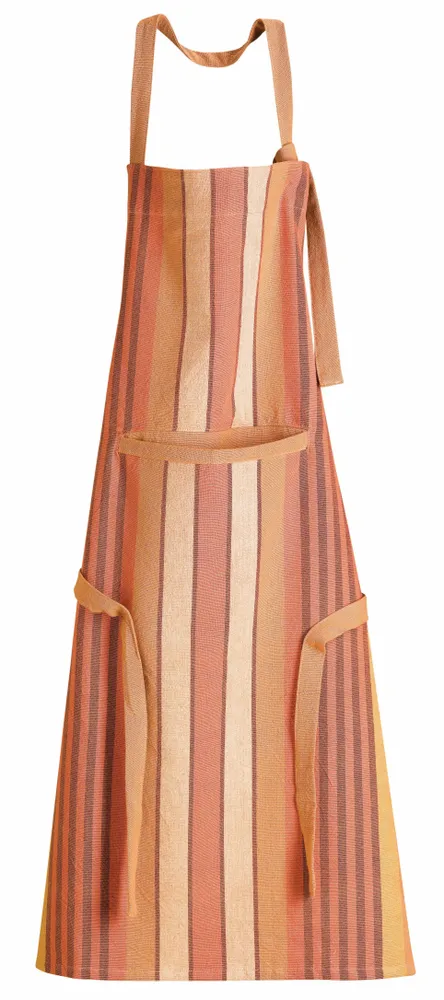 Aprons - Recycled kitchen apron with pocket Yuna Terracotta 72 X 85 - MAISON VIVARAISE - SDE VIVARAISE WINKLER