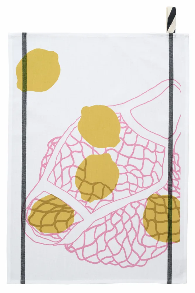 Dish towels - Tea towel with trim Citron Jaune 50 X 70 - LA CERISE SUR LE GATEAU