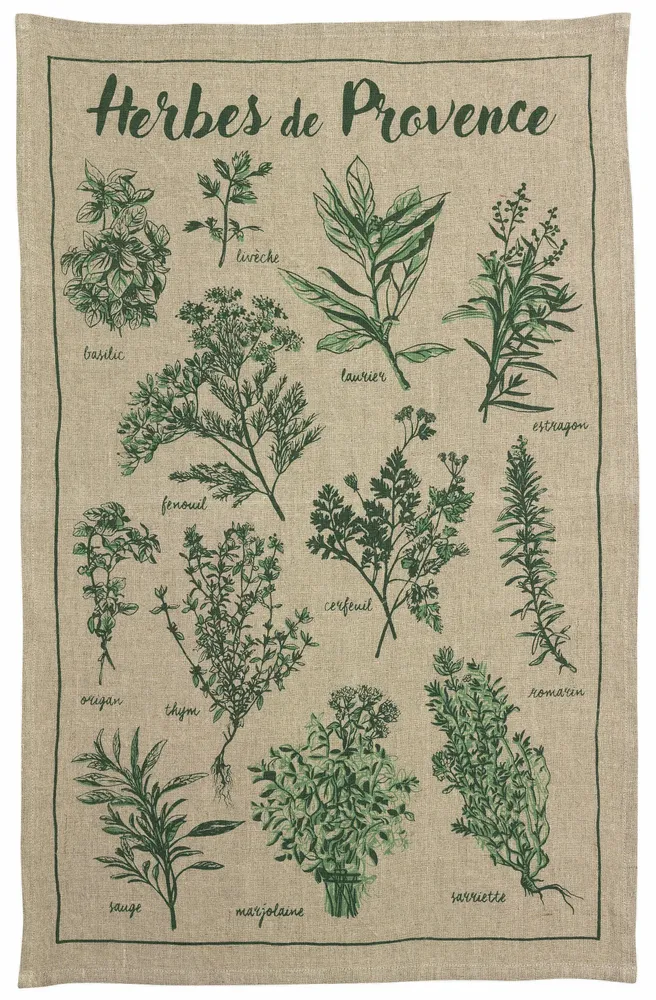 Dish towels - Linen tea towel Les herbes Naturel 45 X 70 - MAISON VIVARAISE - SDE VIVARAISE WINKLER