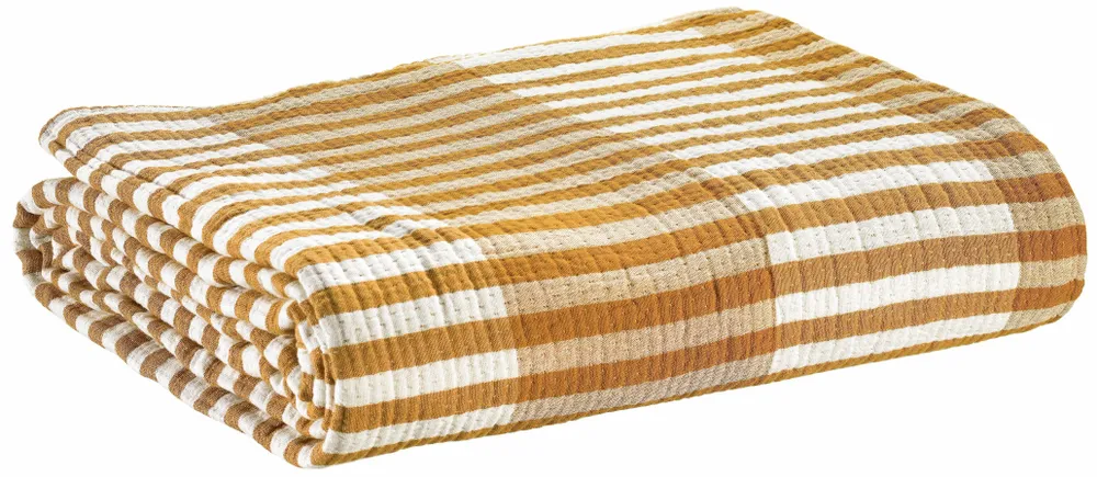 Linge de lit - Jeté Calista Safran 180 x 260 - MAISON VIVARAISE - SDE VIVARAISE WINKLER