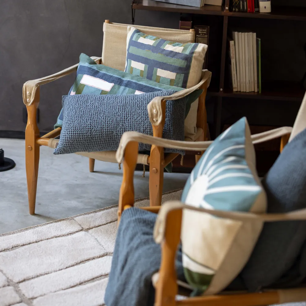 Coussins - Coussin imprimé Taho Vert de gris 45 x 45 - MAISON VIVARAISE - SDE VIVARAISE WINKLER