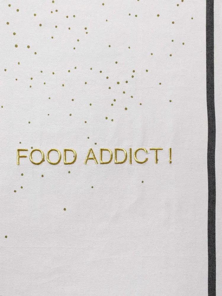 Dish towels - Tea towel Food Addict Or Blanc 50 X 70 - LA CERISE SUR LE GATEAU