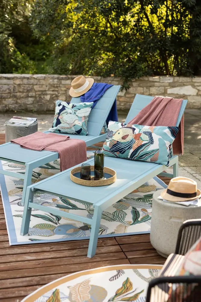 Cushions - Dori Outdoor Cushion Lagon 40 X 65 - MAISON VIVARAISE - SDE VIVARAISE WINKLER