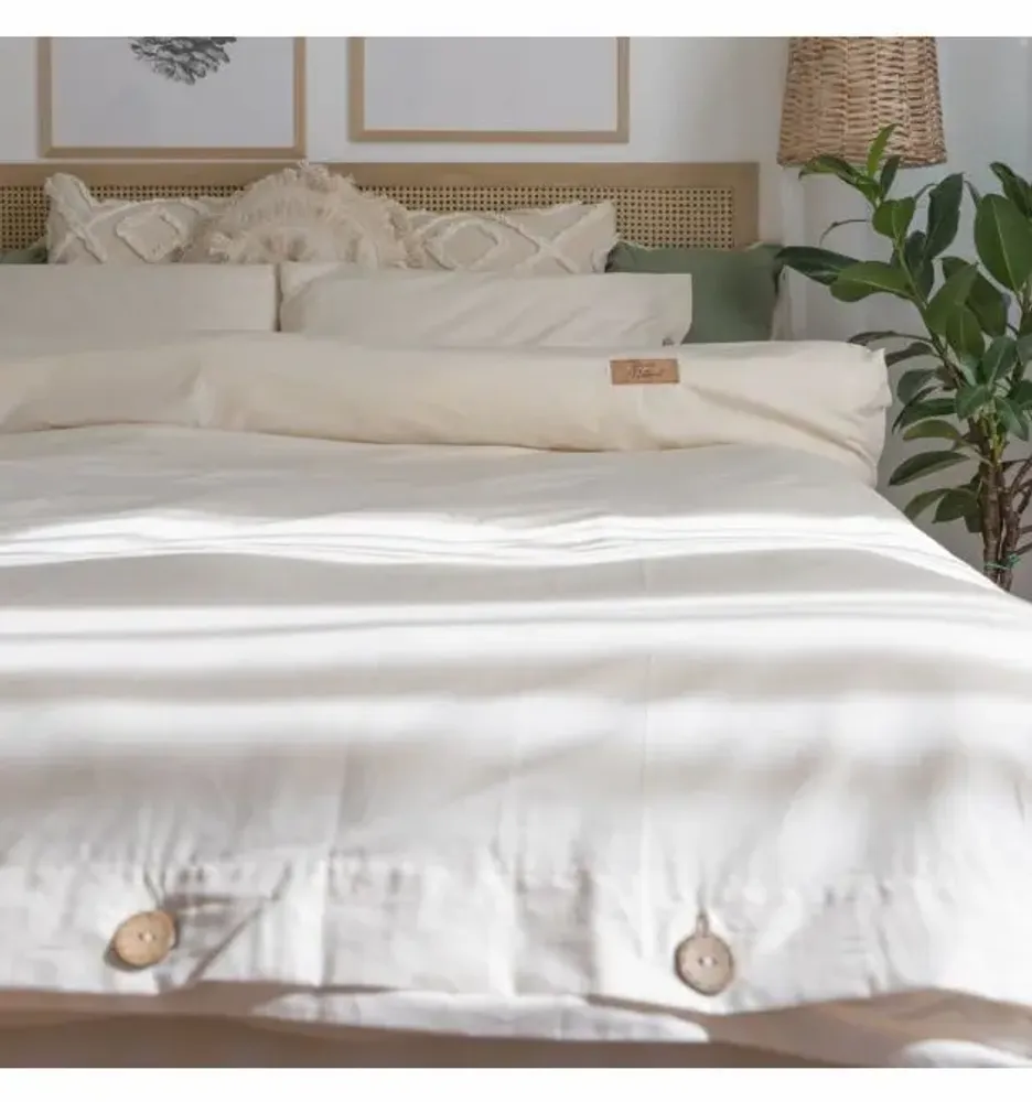 Bed linens - Double bed linen set,  Natural Light,100% raw cotton - DILIOS