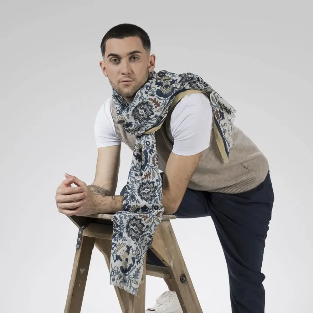 Foulards et écharpes - CHECHE COTON SANTI MARINE - MONSIEUR CHARLI