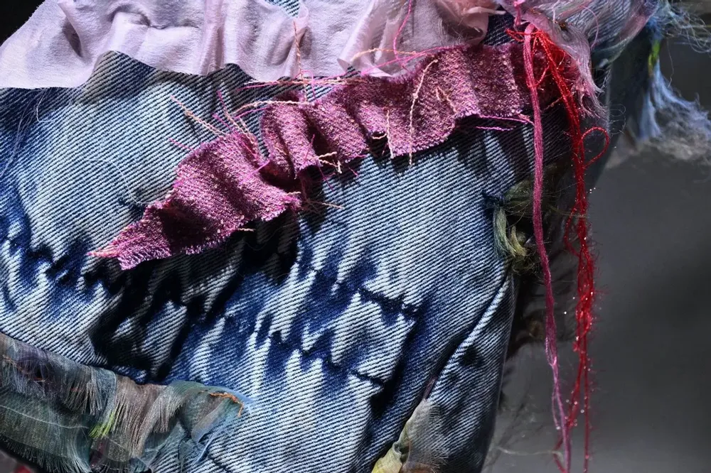 Apparel - “Âme” Embellished Denim Trousers - LUMINANCE BY SIMON YAM