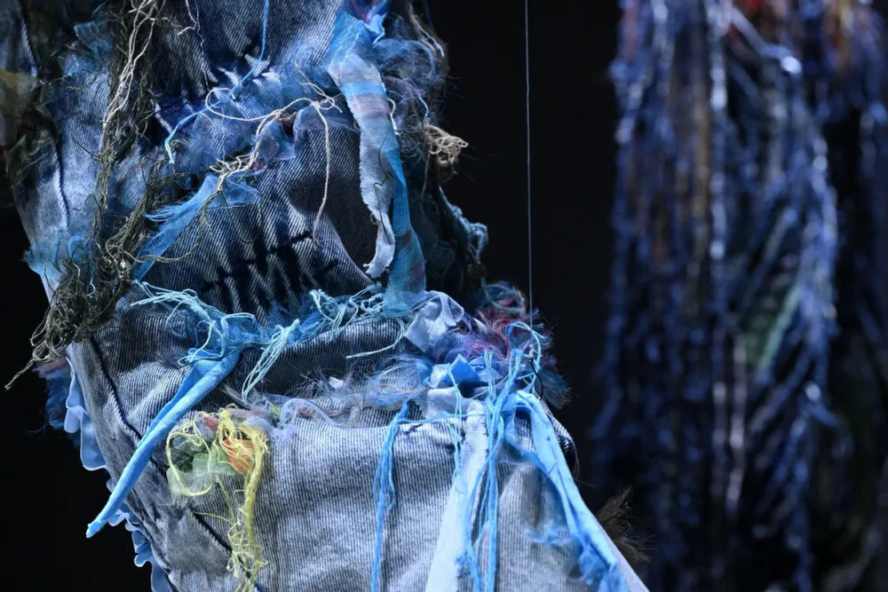 Apparel - “Âme” Embellished Denim Trousers - LUMINANCE BY SIMON YAM