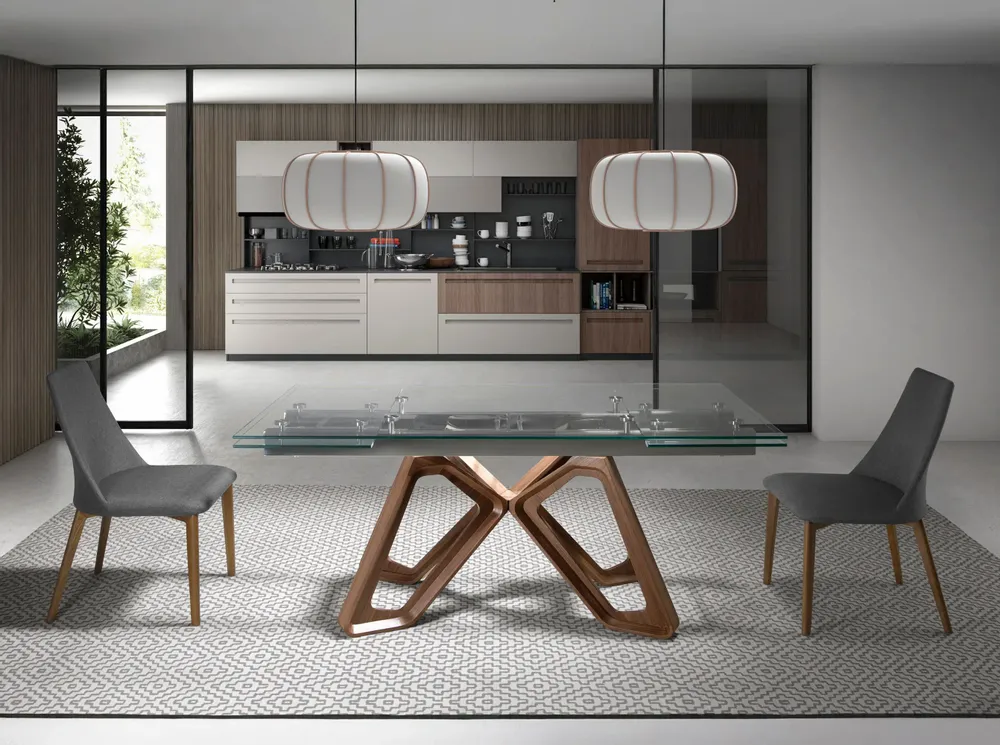 Dining Tables - Rectangular tempered glass extending dining table - ANGEL CERDÁ