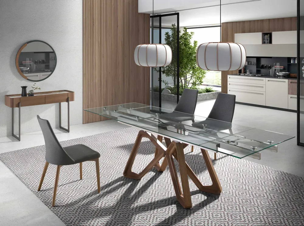 Dining Tables - Rectangular tempered glass extending dining table - ANGEL CERDÁ