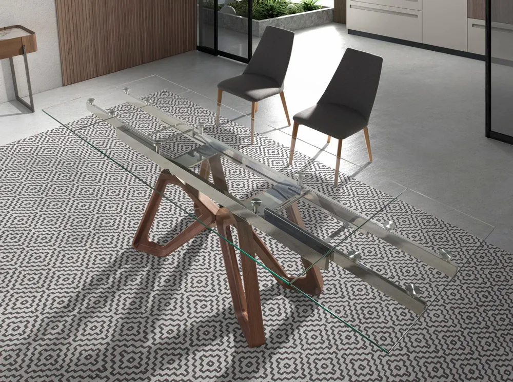 Dining Tables - Rectangular tempered glass extending dining table - ANGEL CERDÁ