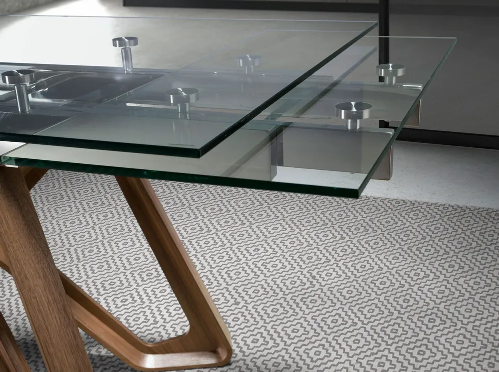 Dining Tables - Rectangular tempered glass extending dining table - ANGEL CERDÁ