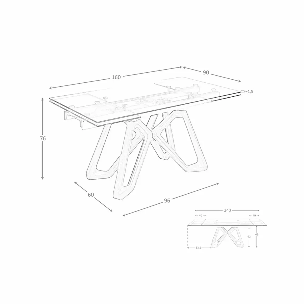 Dining Tables - Rectangular tempered glass extending dining table - ANGEL CERDÁ