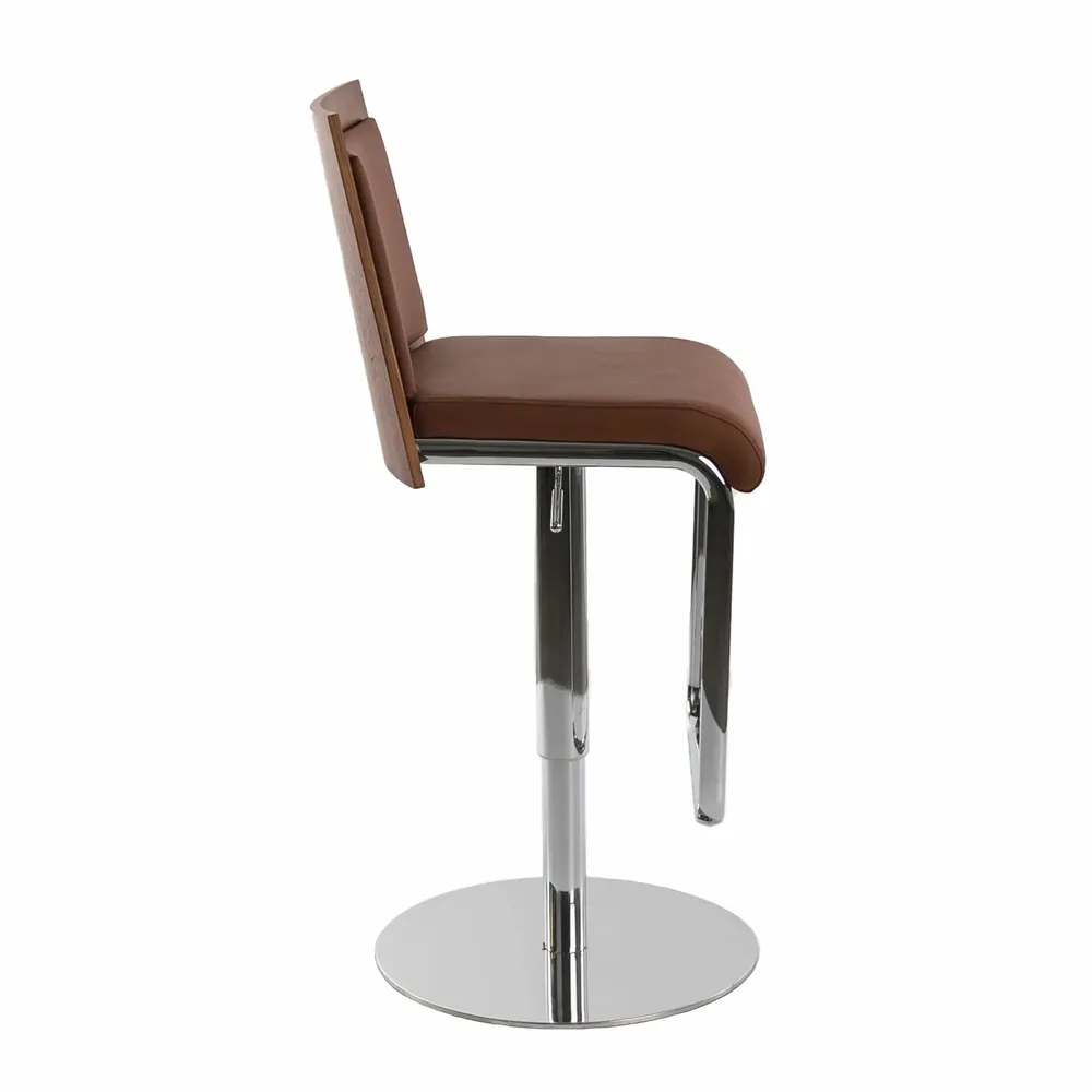 Chairs - Brown and walnut leatherette swivel stool - ANGEL CERDÁ