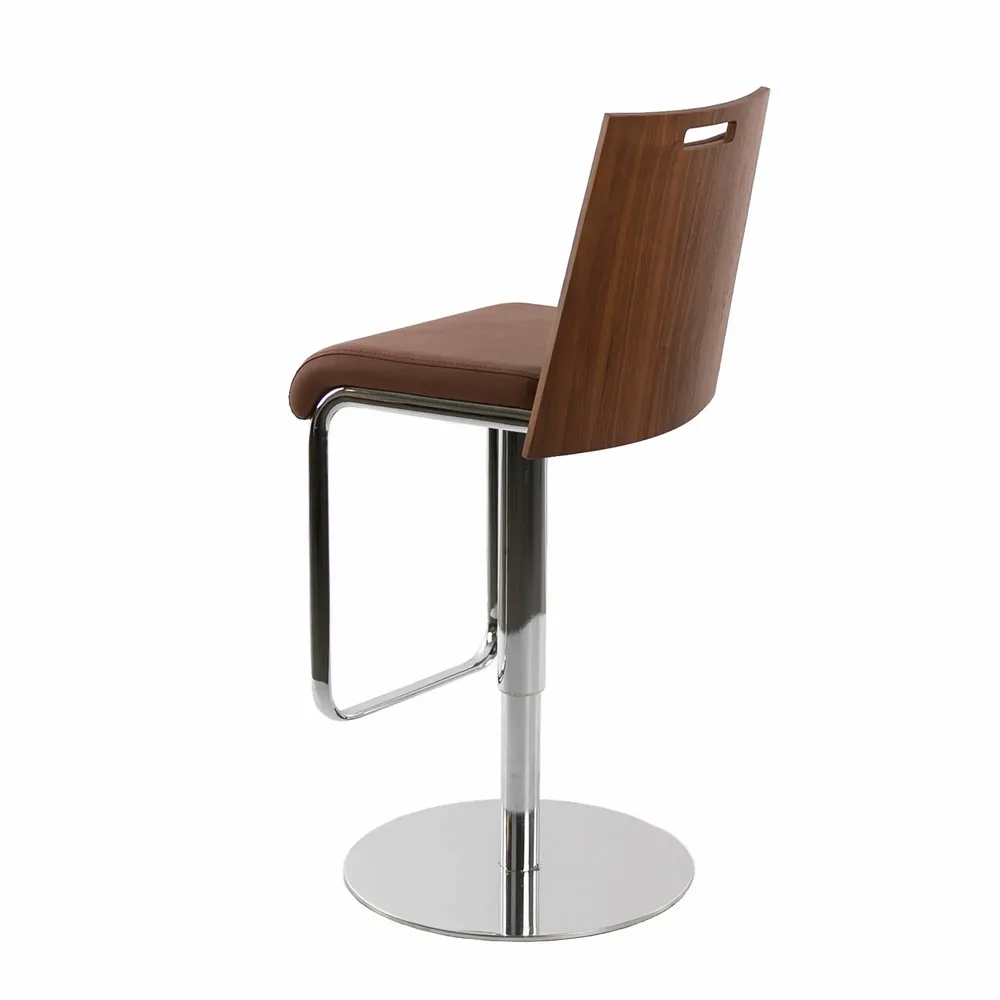 Chairs - Brown and walnut leatherette swivel stool - ANGEL CERDÁ